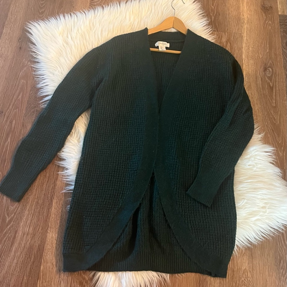 Jessica Simpson Cardigan Women Green Large Open Front Knit Sweater